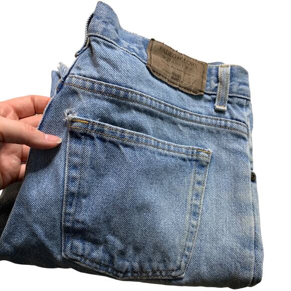 Faded Glory Vintage Original Light Wash Raw Hem Straight Leg Denim Jeans - Picture 7 of 7
